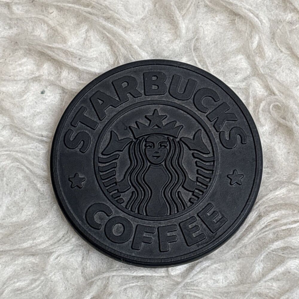 Vintage 1988 Starbucks Coffee Rubber Coaster Black Siren Logo Collectible Rare